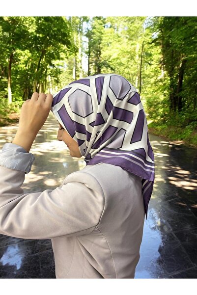 LAWILIA Eșarfă din mătase Tivil cu model geometric argintiu violet IST 29027 ...