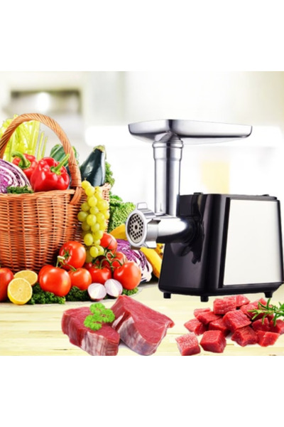 SokShop Professional Electric Meat Grinder 2000W Stainless Steel, 2 Cutting Plates, Sausage Attachments, Rev