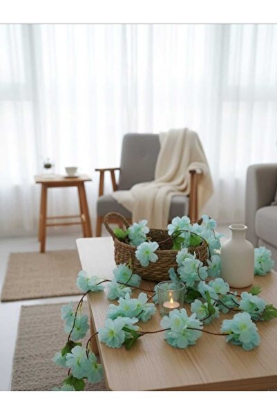 ENRUFLORA Yapay Mavi Sakura Sarmaşık 220 Cm Sarkan Dolanabilen Çiçek demeti