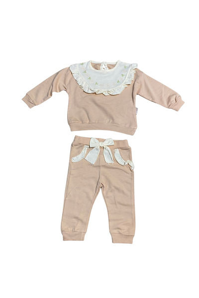 OEM Комплект от блуза с бродирана яка и панталон с панделка – Деликатен стил ...