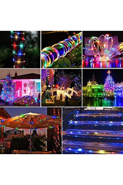 GARDEON Frânghie luminoasă LED pentru exterior, cu energie solară, 10 m, 60 LED-uri, multicoloră