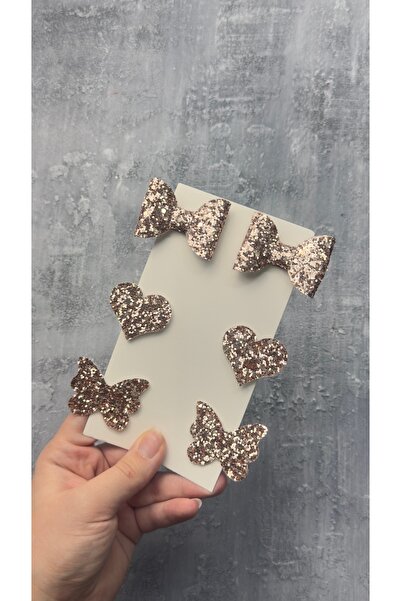 Toka Perisi Pudra Pembe Stella Simli Glitter Fiyonk kalp kelebek (Metal 5cm /...