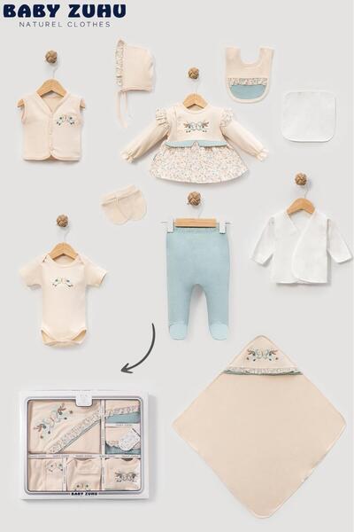 BABY ZUHU Unez Baby Girl 10-Piece Newborn Set – Butterfly Embroidered, Cotton...