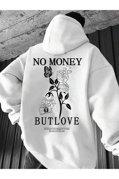 LAVİTTA No Money but Love Printed Hooded Sweatshirt