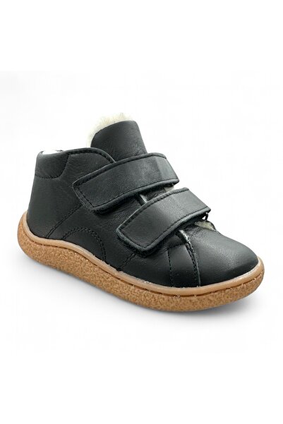 Kidopo Ghete Camp din piele neagră cu blană