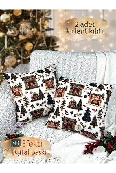 2 X PILLOW CASES 43x43 cm Digital Printing Christmas New Year Christmas Concept New Year Christmas