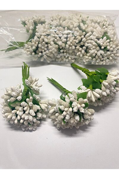 Massaltay White Seed Pithyric 2 Bundles Hobby Craft Embellishment Set Decorative Accessory Artificial Flower