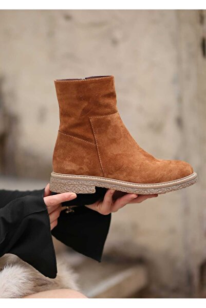 Mammamia 8350 Genuine Suede Leather Orthopedic Rubber Sole Zippered Boots