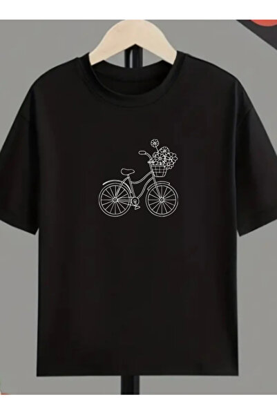 TİMİSİVA Unisex Oversized Bi̇si̇klet3 Ba Printed Cycling Collar Short Sleeve ...