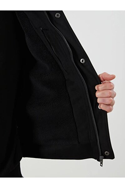 LC Waikiki Standard Pattern Fur Collar Suede Men's Coat (W5)