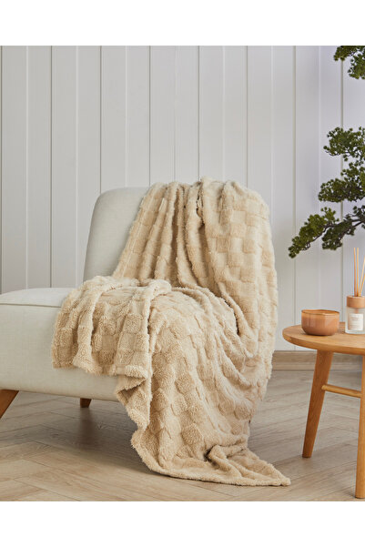 English Home Fancy Square Sofa Shawl 120X160 cm Beige