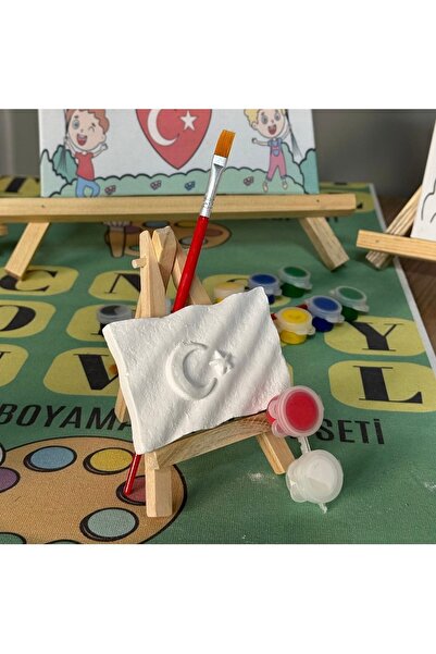 ZambakDekor 3LÜ BAYRAK BOYAMA SETİ (Obje+fırça+boya)