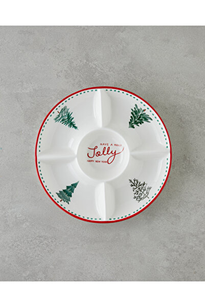 English Home Joy Dolomite Serving Bowl 25.5 cm White - Red