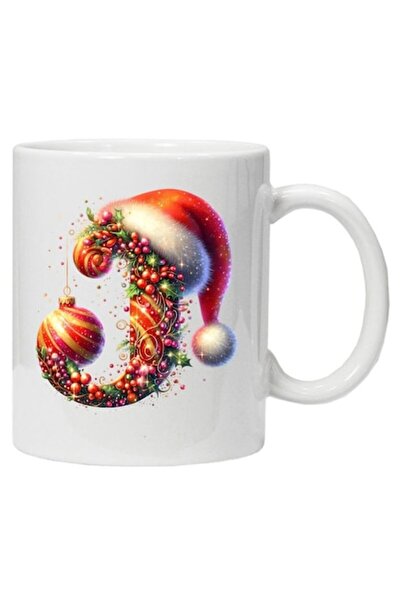 CRD PRINT Cană personalizată cu imprimeu de iarnă „Initial J”, model 2 — Cera...