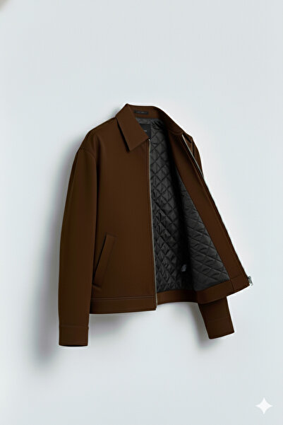 Bossago Мъжко кафяво палто-яке с цип, мека текстура, висококачествена материя