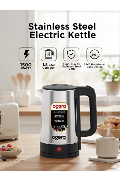 Ogera Stainless Steel Electric Tea Kettle OG1506EK - 1.8 L, 1500 W