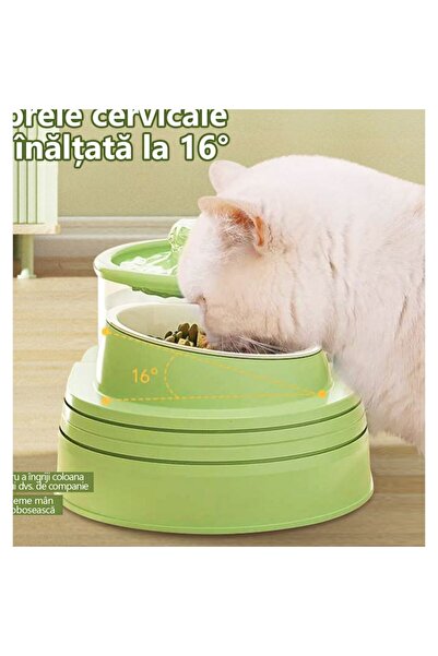 SokShop 2-in-1 Automatic Water Dispenser & Food Bowl for Cats & Dogs, 1.5L, USB, Green