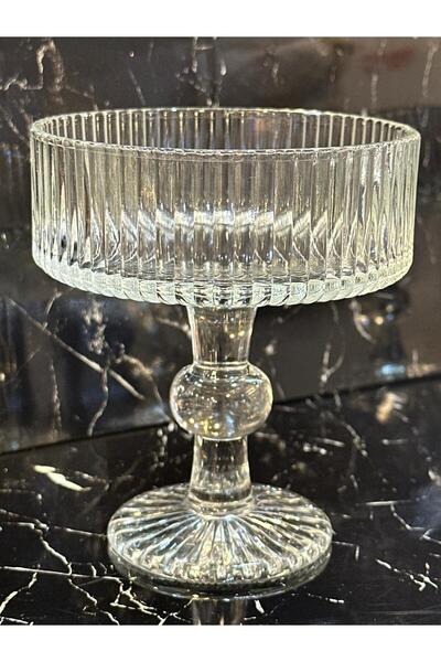 pırıltı home طقم من 6 أوعية كريستالية بقاعدة وحاملات آيس كريم