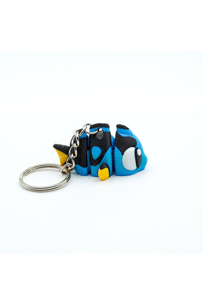 OEM Fish Keychain, Articulated Figurine, 3D, Flexi Keychain for Backpack, Blue