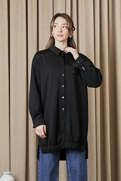 Modamorfo Women's Pineapple Embroidered Snap-Tunic - 10737Tun