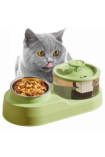SokShop 2-in-1 Automatic Water Dispenser & Food Bowl for Cats & Dogs, 1.5L, USB, Green