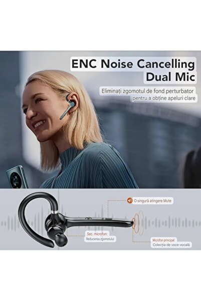 CerCip G7 Bluetooth Headset Black, 100 Hour Battery, Bluetooth 5.3, Multipoint, Noise Cancellation, Mute Button