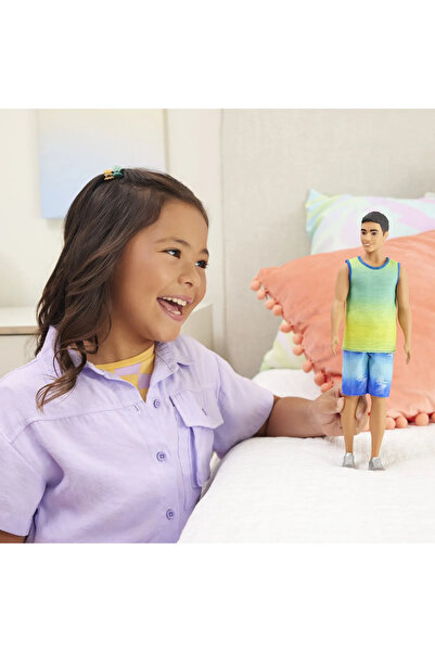 Barbie Fashionistas Ken Boy Doll Brunette with Ombre Tank Top & Denim Shorts