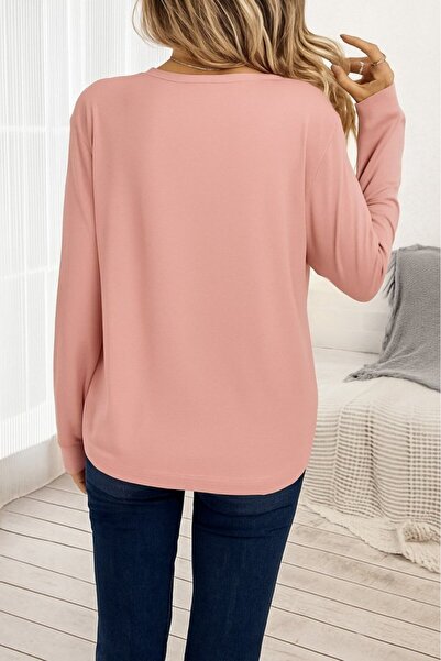 JANES   Women's Long Sleeve Crew Neck Viscose Blouse