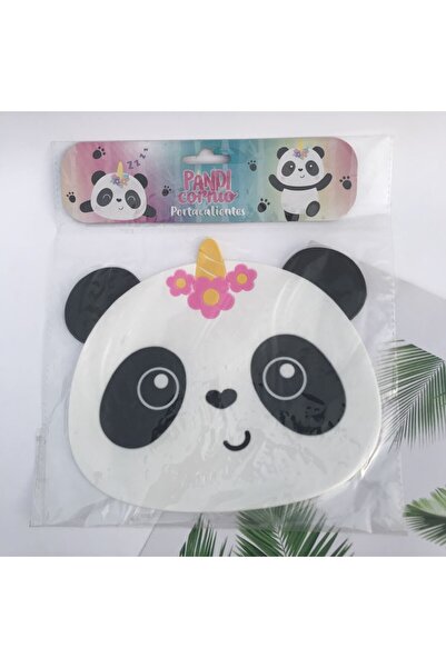 Flippy Coaster, Panda Bear Model, PVC, 18.5x16 cm, Heat Resistant, White/Black