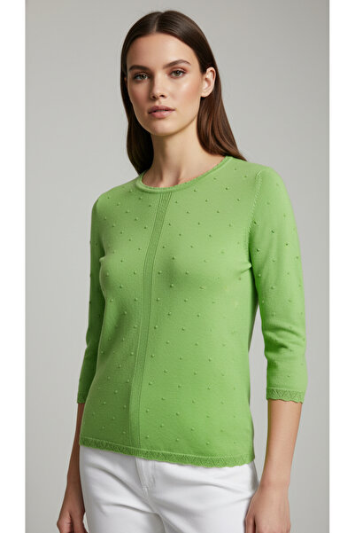 Digz fashion Pistachio Green Pompom Patterned Knit Sweater