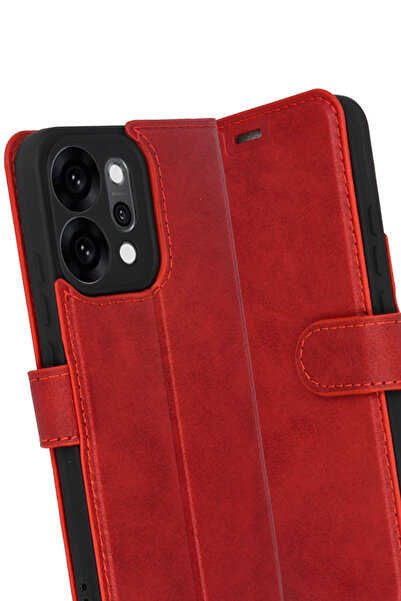 cepmoda Oppo'Reno 14 (5g)' Covered Case | Tp Pu Leather Full Protection with Wallet and Stand and Card Holder - Red