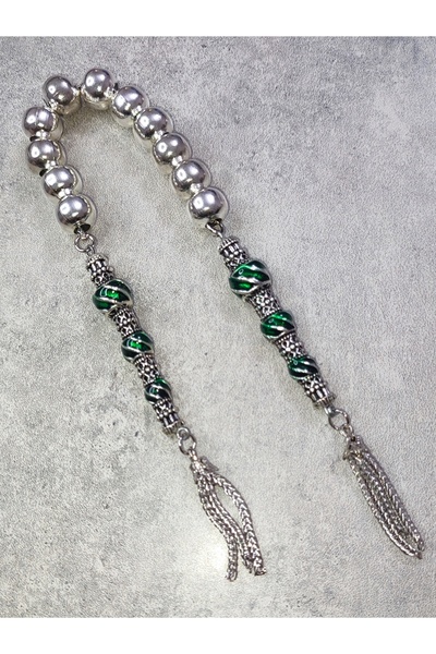 ŞAHBEY TESBİH سبحة زازا من الألبكة المطلية بالمينا الخضراء