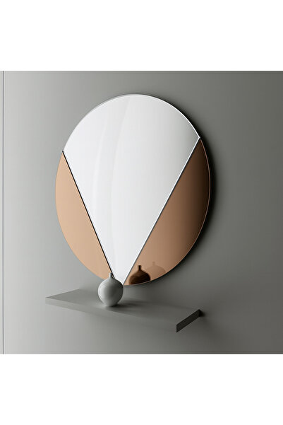 Narkissos Dizayn Yuvarlak V Ayna / Füme Bronz Ayna / Salon Aynası