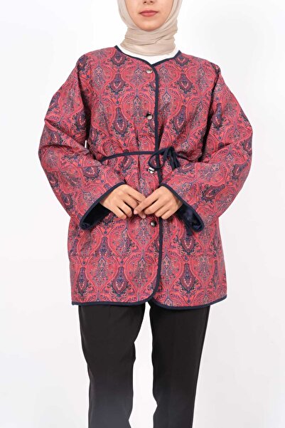 moda caddesi Ethnic Patterned Buttoned Quilted Jacket