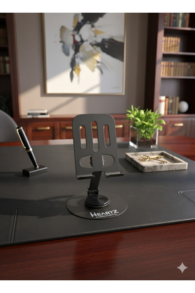 Hatreds Yüksek Kalite Metal 360 Dönebilen Ayarlanabilir Telefon Ve Tablet Tutucu Masa Üstü Standı Siyah