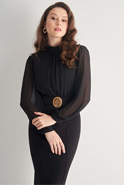 UTOPIAN Düğme Kemerli Midi Elbise