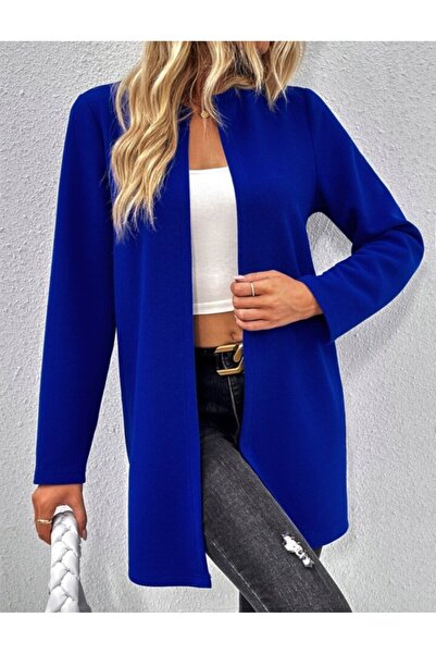 JANES Jachetă lungă modală pentru femei, cu mânecă lungă, deschisă în față