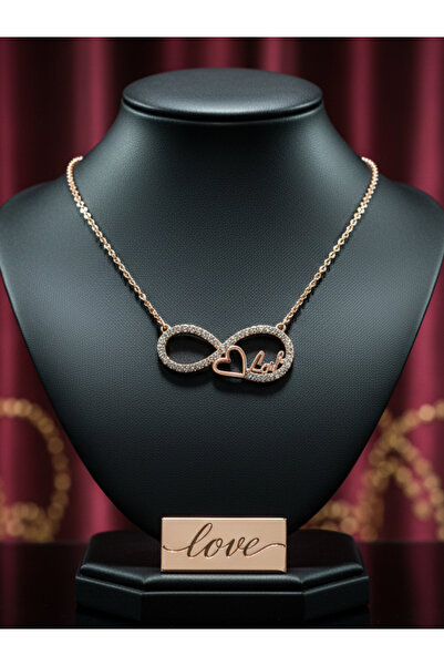925 Ayar Gümüş Sonsuz Aşk İnfinity Love Detaylı Rose Gold Kolye