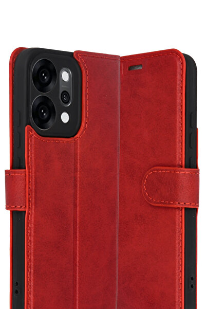 cepmoda Oppo'Reno 14 (5g)' Covered Case | Tp Pu Leather Full Protection with Wallet and Stand and Card Holder - Red