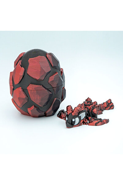 OEM Lava Dragon and Dragon Egg Mini Figurine Set, Dark Grey and Metallic Red, 10x10x10cm