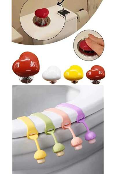 zeixpow 2'li Set Klozet Basma Buton Düğmesi Kalp Ve Mantar Tasarımlı Hijyenik...