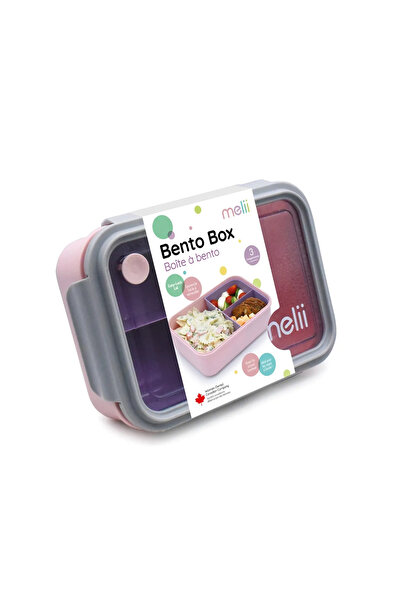Melii Cutie Pranz Bento, 1250 ml, Caserola Detasabila, Roz Mov Gri