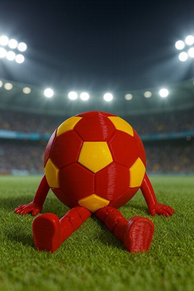 Mescolare Sarı Kırmızı Masaüstü Futbol Topu Figürü - Dekoratif ve Eğlenceli B...