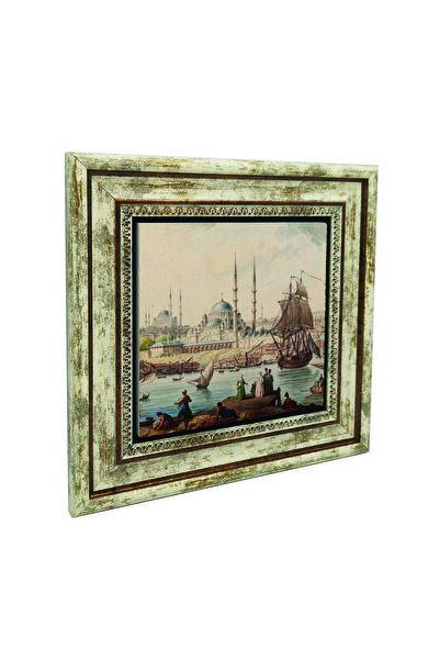 Sadrazam 18. Istanbul în secolul acesta: Noua moschee și Chiflul de Aur B cu imprimeu Tabla din piatră naturală 25cm x 25cm |   KRT-40