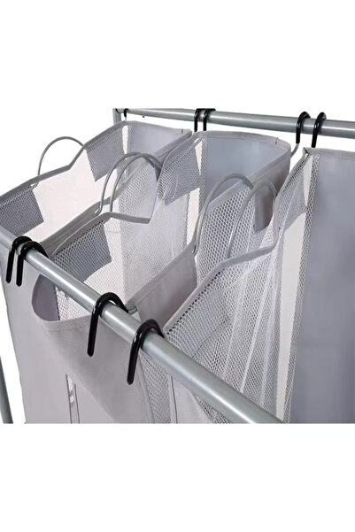 Generic Classic Rolling Laundry Sorter Cart Heavy Duty 3 Bags Laundry Hamper Sorter With Ironing Board