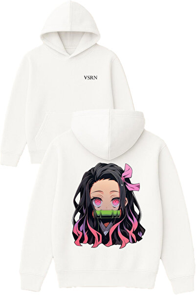 VSRN Φούτερ με λευκή κουκούλα με στάμπα Anime Girl Design
