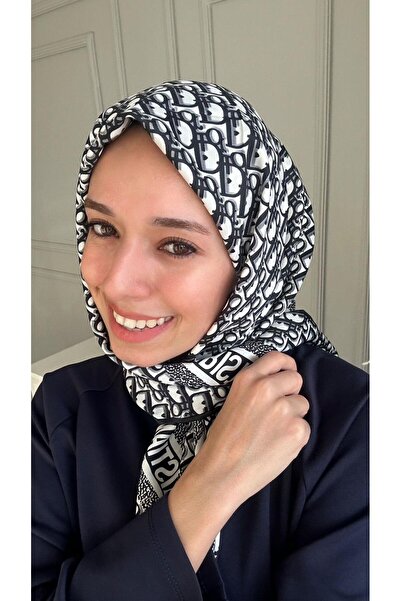 Shiva Scarfs Eșarfă din mătase twill cu model cu litere, tematică CD, Foulard...