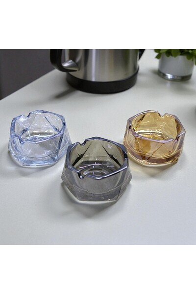 Kuzey Tacı Τριπλός πολυτελής μοντέρνος γεωμετρικός/πολυεπίπεδος γυάλινος τασάκι ειδικής παραγωγής Vip