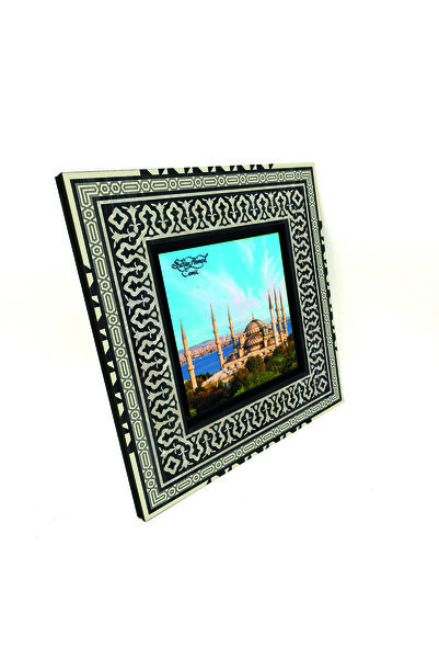 Sadrazam Mescitul Sultan Ahmet cu imprimeu Pictură anatoliană pe lemn MDF 20cm x 20cm |   1G-SAC6
