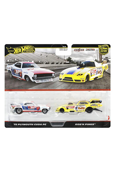 HOT WHEELS Premium Set 2 Metal Die-Cast Cars: Plymouth Cuda FC 72 & Robn Pinks (1:64)